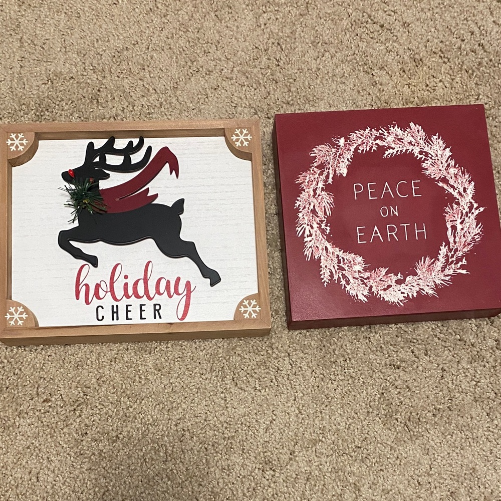 Holiday Cheer and Peace on Earth Wall Art Set